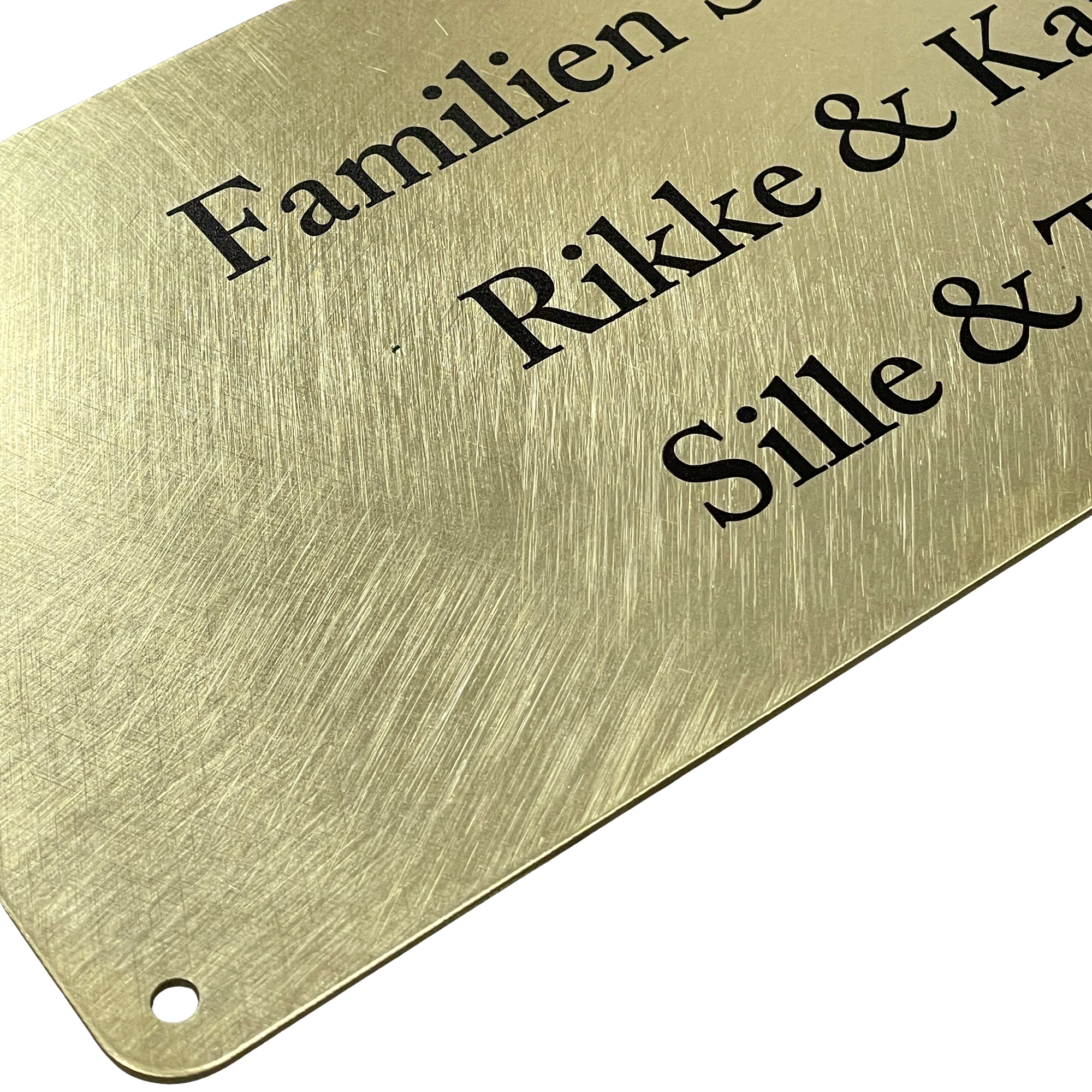 Dørskilt Messing - 250x100 mm - tekst UV-printet - 1-3 linjer