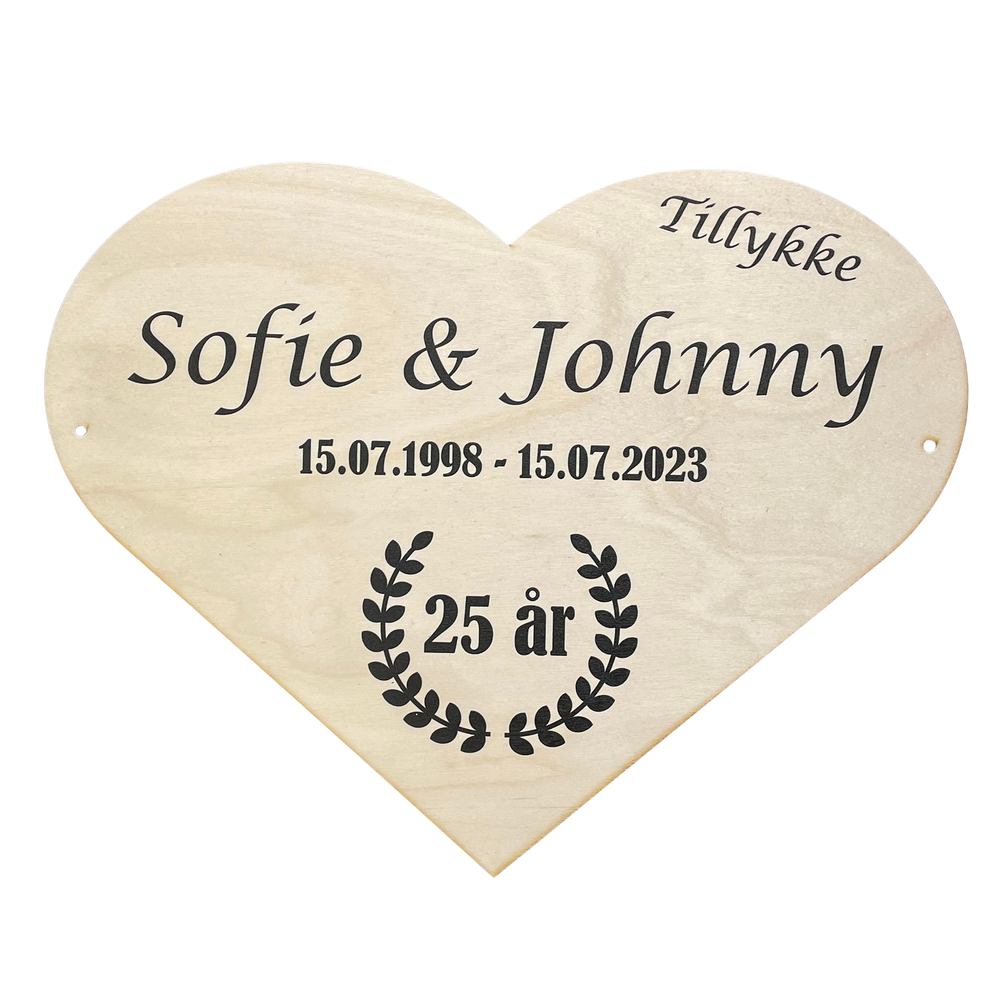 Æresport hjerte med UV-print - 3 mm birkefinér - 45x35 cm