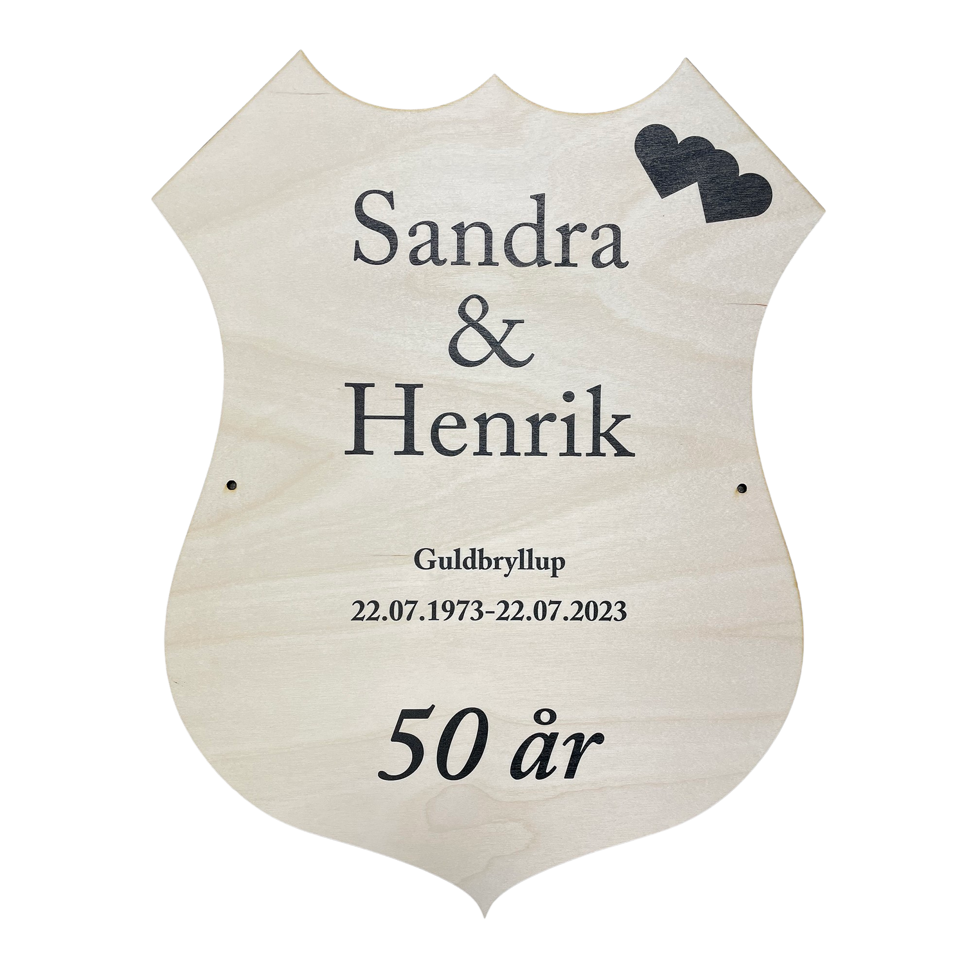 Æresport skjold med UV-print - 3 mm birkefinér - 47x37 cm