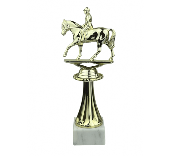 Hest med rytter - Statuette Guld - 22 cm
