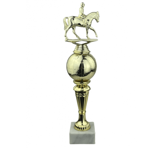 Hest med rytter - Statuette Guld - 34,5 cm
