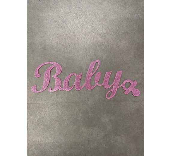 Baby skilt - 3 mm rosa glimmer akryl - 40x15 cm
