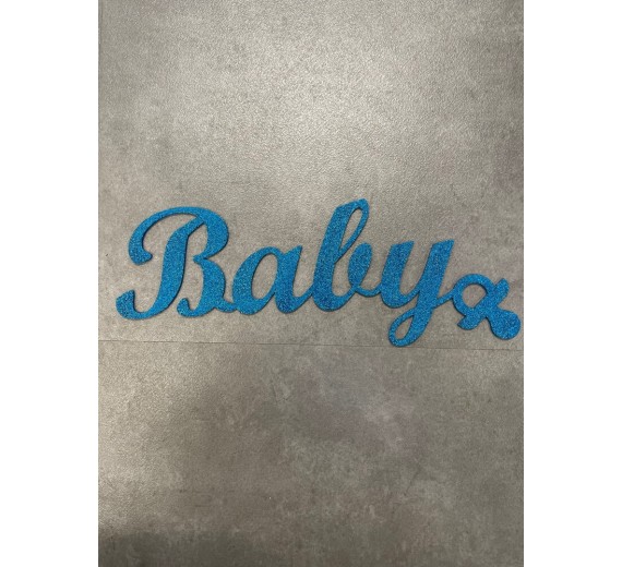 Baby skilt - 3 mm tyrkis glimmer akryl - 40x15 cm