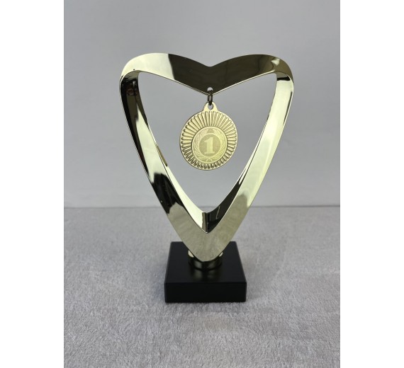 Medaljetrofæ - Hjerte guld statuette - 18 cm