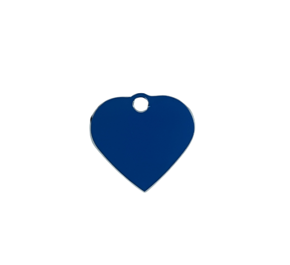 Hundetegn - hjerte - 25x24 mm i blå - alu - inkl. gravering