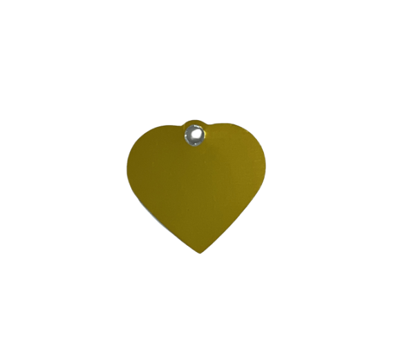 Hundetegn - hjerte - 25x24 mm i guld - alu - inkl. gravering