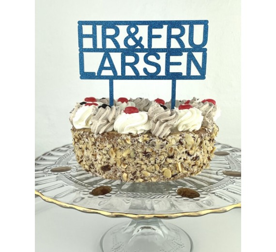 Cake topper - Hr & Fru med eget efternavn - akryl - flere farver