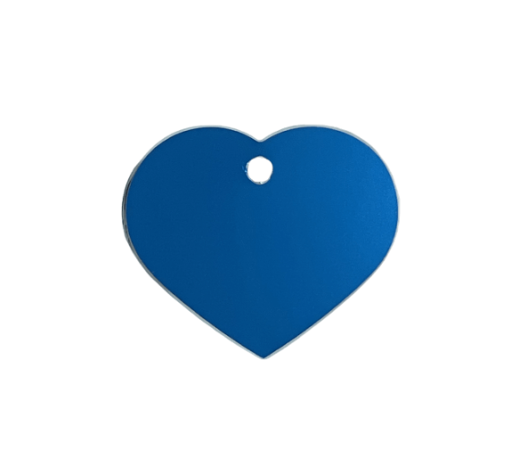 Hundetegn - hjerte - 38x32 mm i blå - alu - inkl. gravering