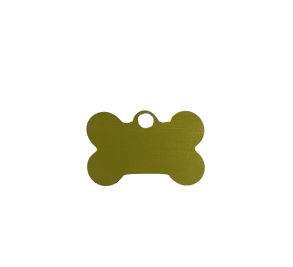 Hundetegn - kødben - 29x19 mm i guld - alu - inkl. gravering