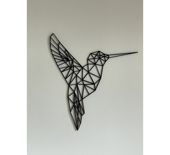 Geometrisk Kolibri - Vægdekoration - 3 mm sort eller hvid akryl