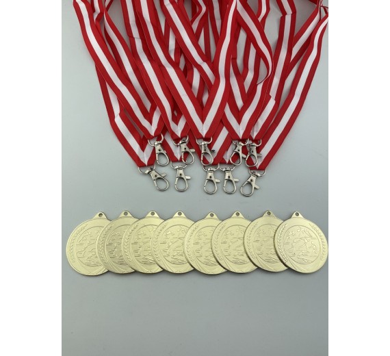 100 stk Medaljepakke - Inkl. medaljebånd - Aksel 50 mm Guld - Atletik