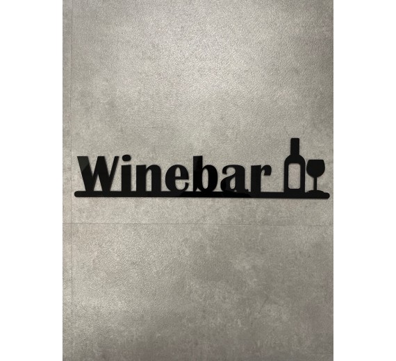 Winebar skilt - 3 mm sort akryl - 43x10 cm