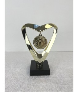 Medaljetrofæ - Hjerte guld statuette - 16 cm