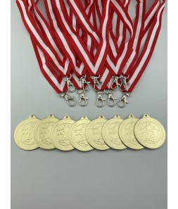 100 stk Medaljepakke - Mikkel 50 mm Guld - Håndbold