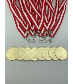 100 stk Medaljepakke - Mikkel 50 mm Guld - Håndbold