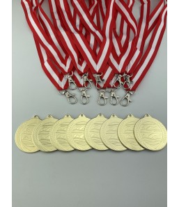 100 stk Medaljepakke - Oliver 50 mm Guld - Svømning