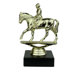 Hest med rytter - Statuette Guld - 13,5 cm