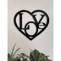 Hjerte med "Love" - skilt i akryl eller birkefinér - flere størrelser