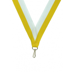 Medaljebånd (22 mm) - gul-hvid