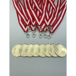 100 stk Medaljepakke - Inkl. medaljebånd - Emil 45 mm Guld - Fodbold