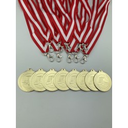 100 stk Medaljepakke - Inkl. medaljebånd - Mike 50 mm Guld - Ishockey