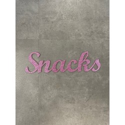 Snacks skilt - 3 mm rosa glimmer akryl - 32x9 cm